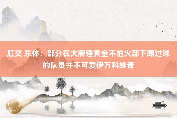 肛交 东体：部分在大牌锤真金不怕火部下踢过球的队员并不可爱伊万科维奇